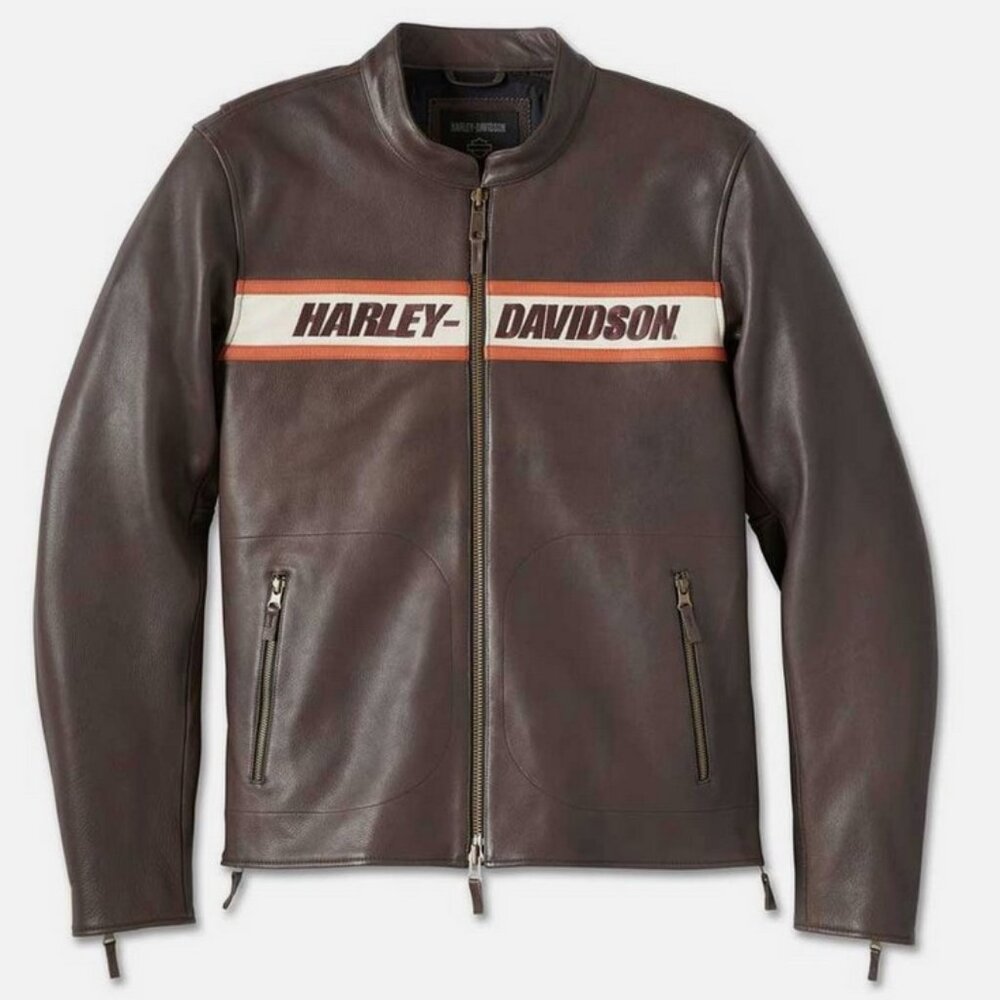 New Harley Davidson Men's Victory Lane II Leather Jacket, Brown - Size: XX Large